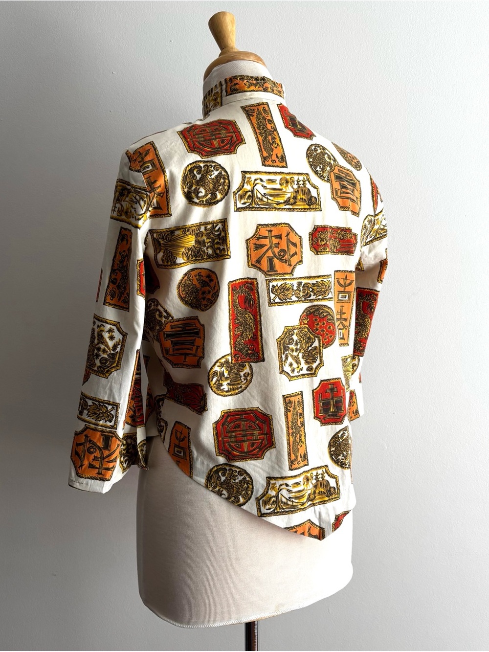 Vintage 1950s Novelty Print Collar Cotton Blouse / S M - Picture 10 of 15